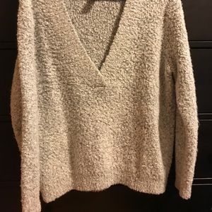 White/grey fuzzy forever 21 sweater.